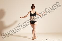 Underwear Martial art Woman White Moving poses Slim medium brown Dynamic poses Academic